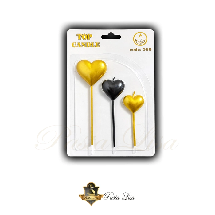 Kalp �ekilli �ubuk Pasta Mumu 3�l� Set