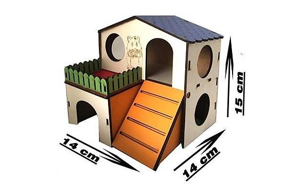 Hamster Ahşap Oyun Evi İki Katlı Büyük « KESERSTORE