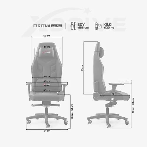 xDrive F�rt�na Profesyonel Oyuncu Koltu�u Siyah/Siyah