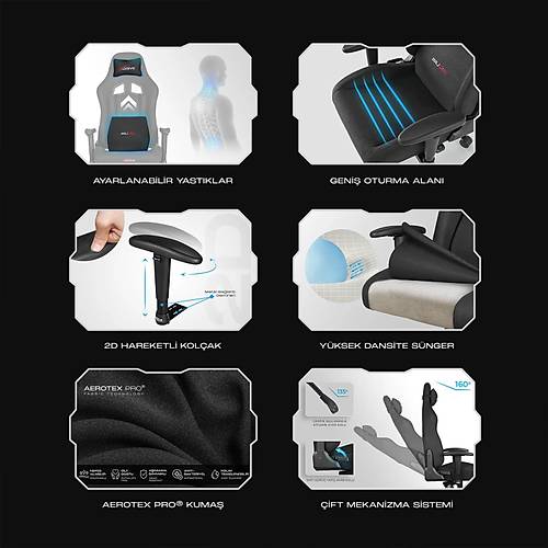 xDrive 15'L� Plus Profesyonel Oyuncu Koltu�u Siyah Kuma�