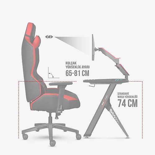 xDrive Kas�rga Masajl� Profesyonel Oyuncu Koltu�u K�rm�z�/Siyah