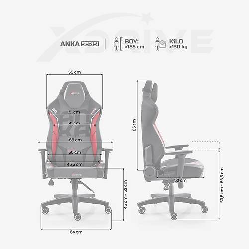 xDrive Anka Sport Oyuncu Koltu�u K�rm�z�/Siyah