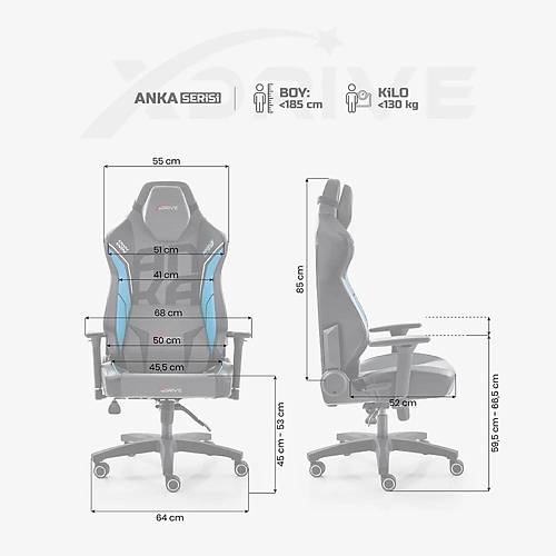 xDrive Anka Sport Oyuncu Koltu�u Mavi/Siyah