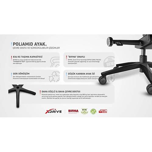 xDrive Premium Poliamid Ayak Siyah (Tekerlek Dahil)
