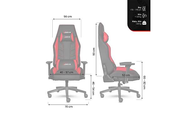 xDrive F�rt�na Ayak Uzatmal� Profesyonel Oyuncu Koltu�u Siyah/Siyah