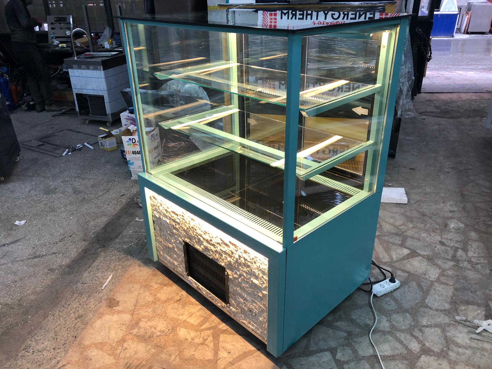 Pasta Dolabı Dik Camlı Su Yeşili 100 Cm « Özer Endüstriyel Mutfak