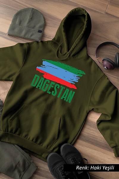 Dagestan Bayrağı Kafkas Unisex Kapüşonlu Sweatshirt