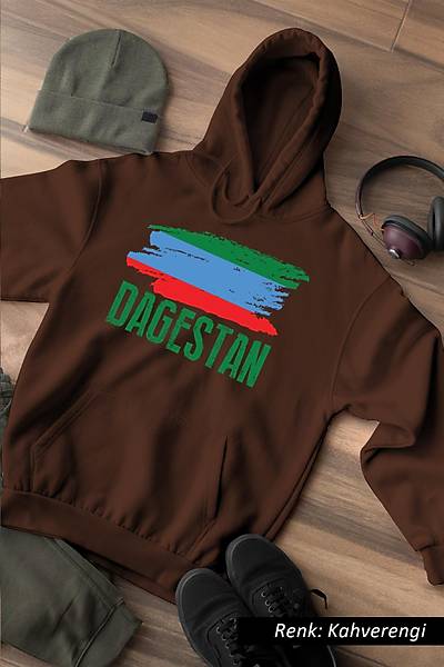 Dagestan Bayraðý Kafkas Unisex Kapüþonlu Sweatshirt