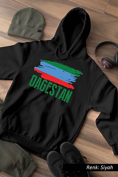 Dagestan Bayrağı Kafkas Unisex Kapüşonlu Sweatshirt