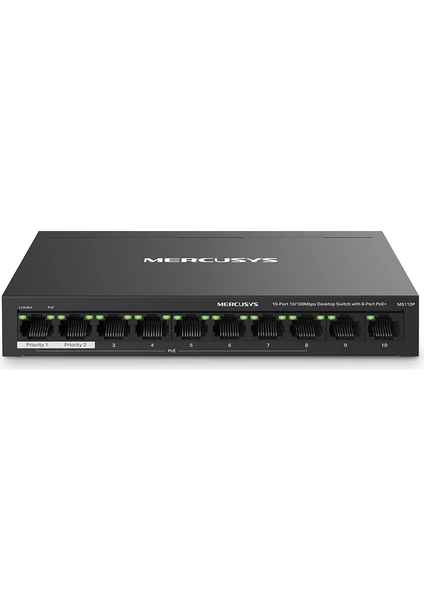 Tp-Link Mercusys MS110P 10 Port 10/100 8 Poe Masaüstü Yönetilemez Switch