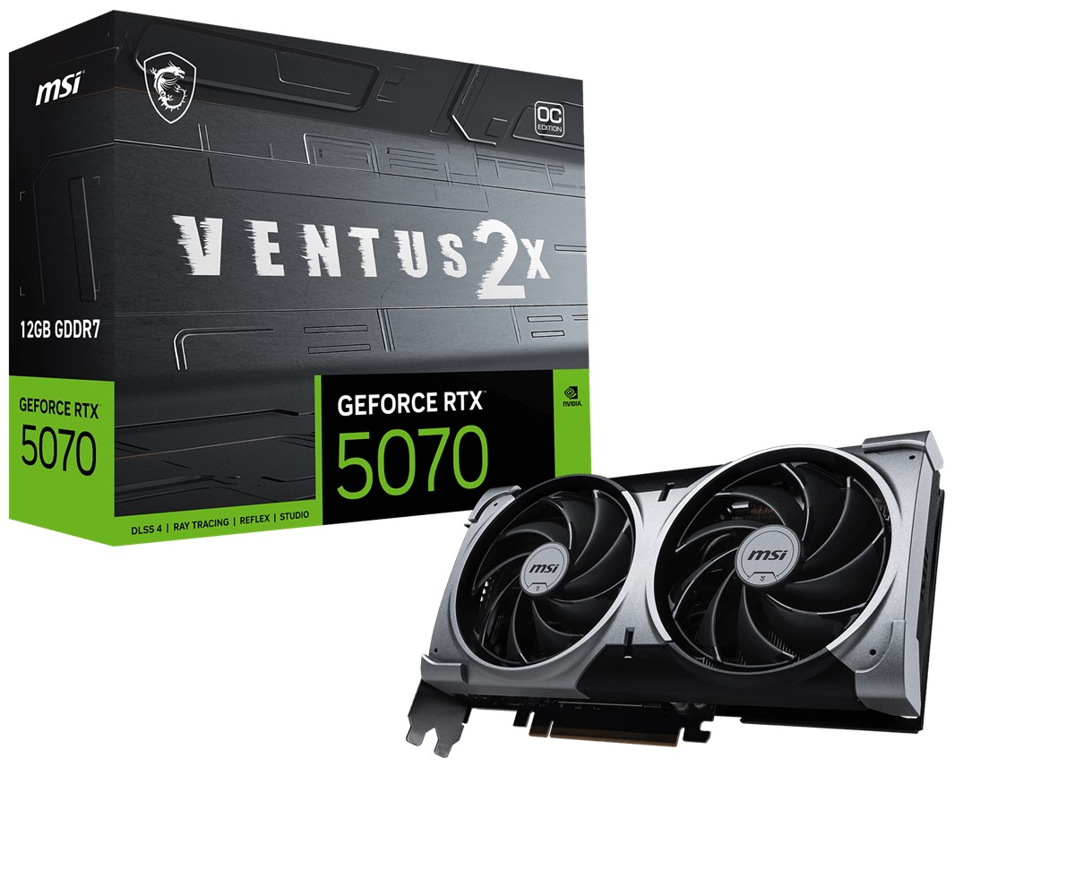 MSI VGA GEFORCE RTX 5070 12G VENTUS 2X OC RTX5070 12GB GDRR7 192B DX12 PCIE 5.0 X16 (3XDP 1XHDMI)