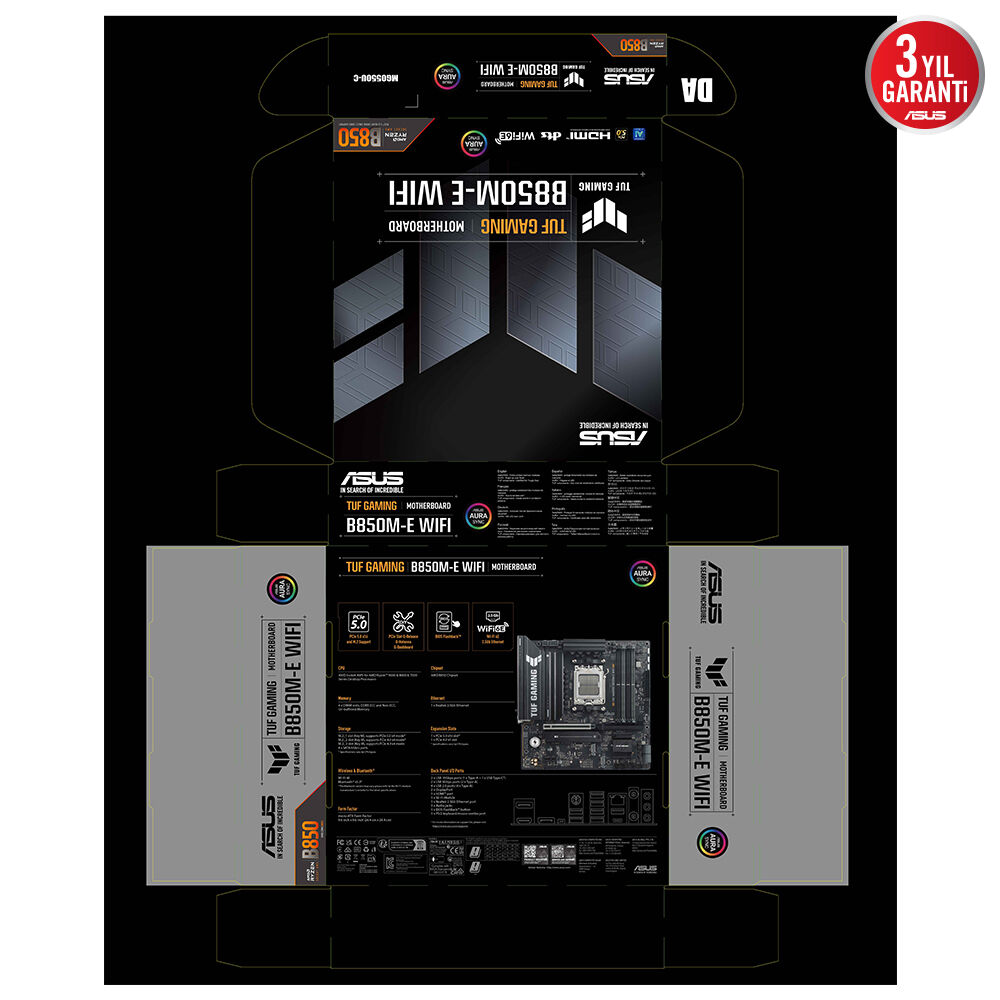 Asus Tuf Gaming B850M-E AMD B850 Wi-Fi 6E AM5 DDR5 Anakart 