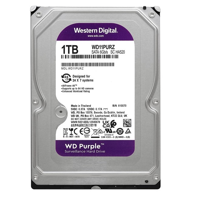 Western Digital Purple 1TB 3.5'' WD11PURZ SATA 3.0 5400RPM Güvenlik Diski
