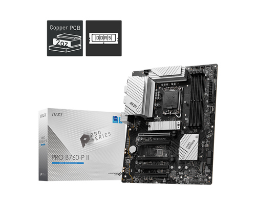 MSi MB PRO B760-P II SOKET 1700 DDR5 7000(OC) PCI-E ,M.2 USB3.2 HDMI,DP 1x 2.5G LAN ATX