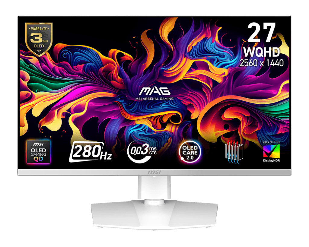 Msi Mag 27" 272QPW QD-OLED X28 2560x1440 (WQHD) 280HZ 0.03MS Pro Beyaz Gaming Monitör