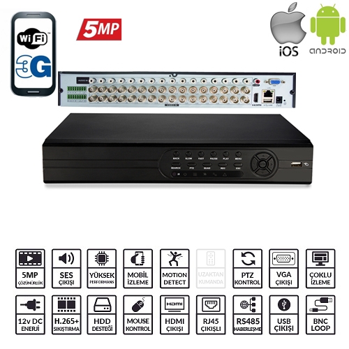 Ezcool EZ-8732AHD 32 KANAL 2 HDD 5MP Xmeye Kayıt Cihazı