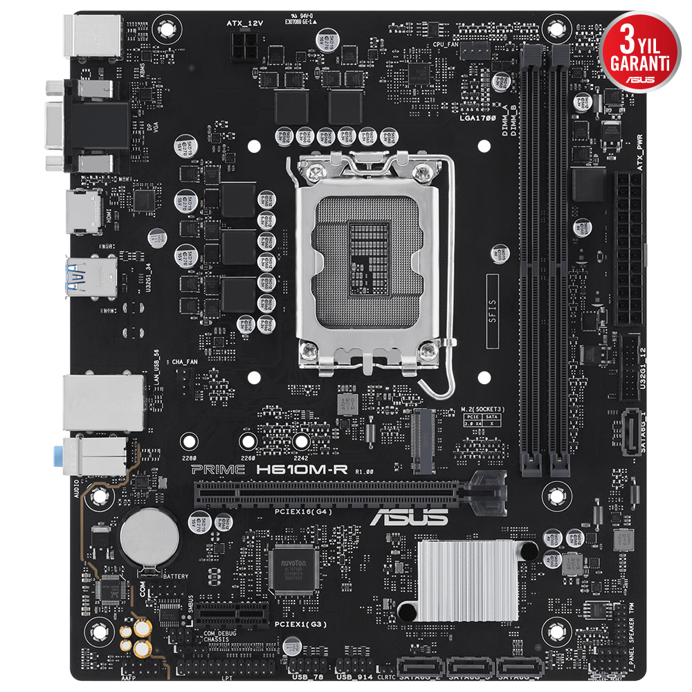 Asus Prime H610M-R-SI Intel H610 LGA1700 DDR5 5600 DP mATX Beyaz Kutu (90MB1GL0-M0ECY0)
