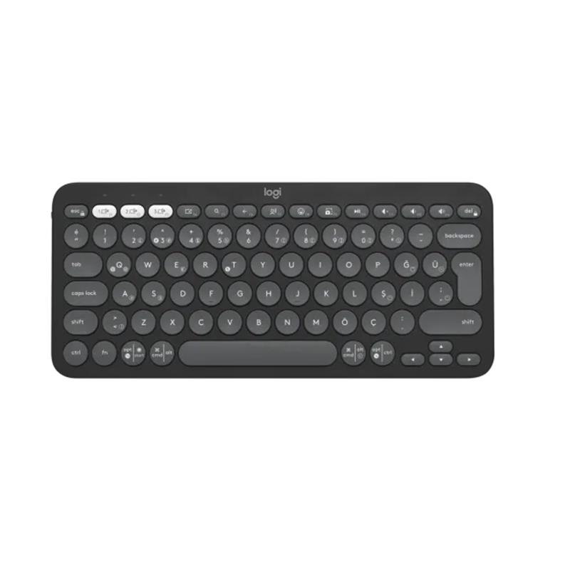 Logıtech K380S Pebble Keys 2 Çoklu Cihaz Özellikli Bluetooth Türkçe Q Klavye Gri (920-011859)