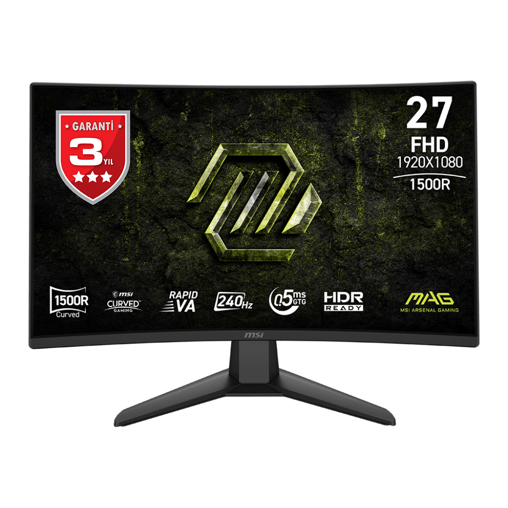 Msi Mag 27" 274CF X24 1920x1080 FHD 240Hz 0.5MS VA Kavisli Gaming Monitör
