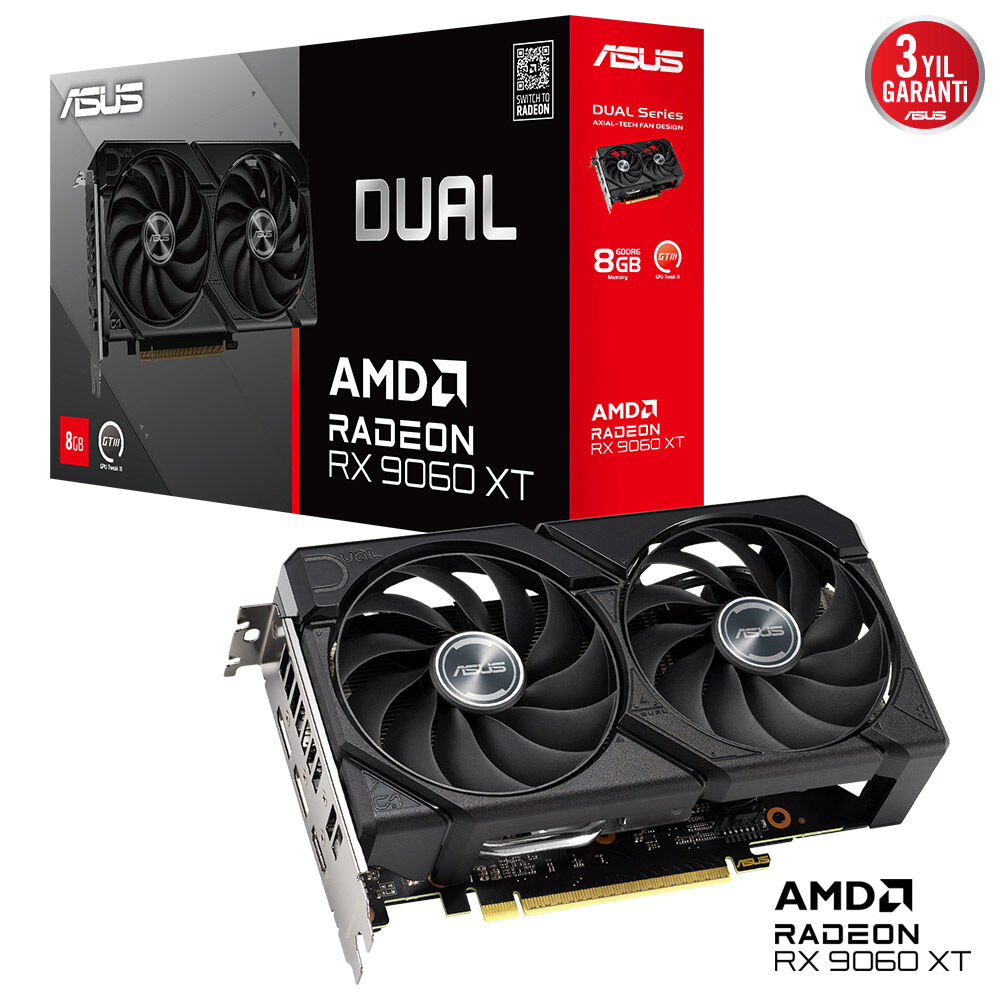 ASUS DUAL-RX9060XT-8GB AMD RADEON GDDR6 128 BİT 8GB EKRAN KARTI