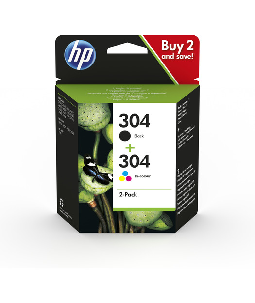 Hp 3JB05AE (304) Siyah/Üç Renkli 2lı Paket Mürekkep Kartuşu