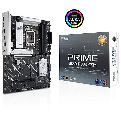 ASUS PRIME B860 PLUS CSM Intel B860 LGA1851 DDR5 8200 DP HDMI 3x M2 USB3 2 Gen 2x2 AURA RGB 2 5Gbit LAN ATX 8+1+1 G Aamalar 1xGen5 M2 Ready for Advanced AI PC Uzaktan Ynetim Yazlm