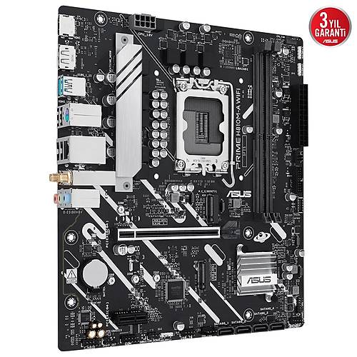 ASUS PRIME H810MA WIFI INTEL H810 LGA1851 DDR5 6400 DP HDMI CIFT M2 USB3 2 AX WIFI BT AURA RGB MATX 6+1+1+1 GUC ASAMALARI ASUS 5X PROTECTION III READY FOR ADVANCED AI PC