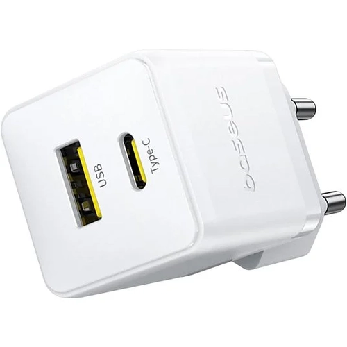 Baseus Palm Serisi 30W Type-C ve USB Portlu H�zl� Beyaz �arj Adapt�r�