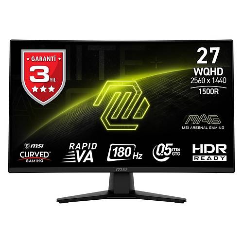 Msi Mag 27'' 274CQF 0.5MS 180HZ WQHD CURVE RAPID VA ADAPTIVE-SYNC Monitor