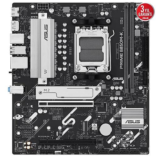 ASUS PRIME B850M-K AMD B850 AM5 DDR5 8200 DP HDMI ift M2 USB3.2 AURA RGB 2.5Gbit LAN mATX 8+2+1 G Aamalar, 1xGen5 M.2, Advanced AI PC-Ready