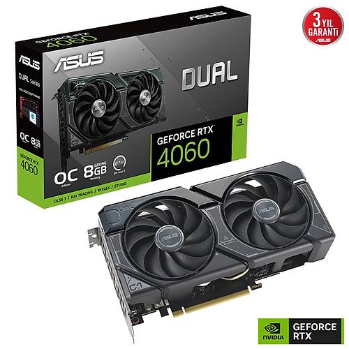ASUS RTX 4060 DUAL EVO EDTON DUAL-RTX4060-O8G-EVO 128 BT GDDR6 8 GB EKRAN KARTI