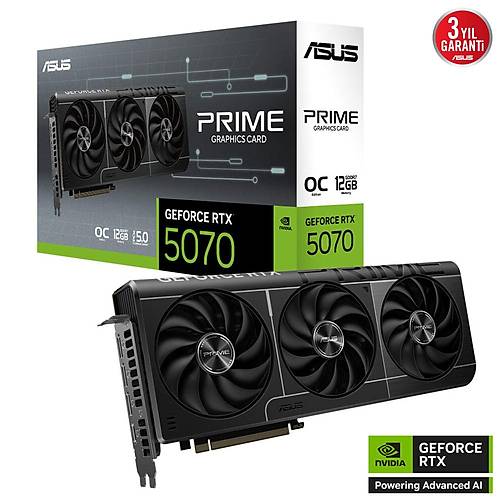 ASUS PRIME GEFORCE RTX 5070 PRIME-RTX5070-O12G 12GB GDDR7 OC EDITION 192 BIT GAMING EKRAN KARTI
