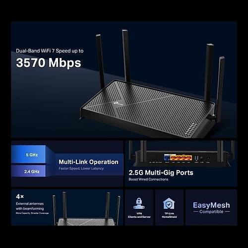 TP-LINK BE230 BE3600 Dual-Band Wi-Fi 7 Router