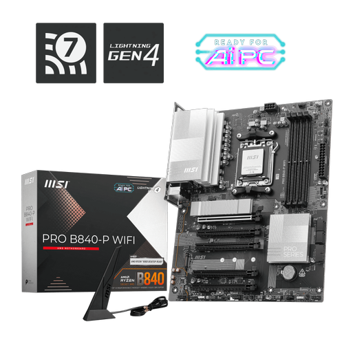 MSI MB PRO B840-P WIFI AM5 DDR5 8000MHZ(OC) HDMI 2x M.2 USB 10Gbs 2.5G LAN WI-FI 7 ATX
