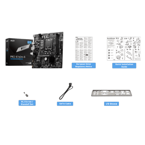 MSI MB PRO B760M-B DDR4 SOKET 1700 DDR4 4800(OC) PCI-E ,M.2 USB3.2 HDMI, 1x 2,5G LAN mATX