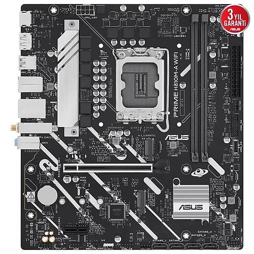 ASUS PRIME H810MA WIFI INTEL H810 LGA1851 DDR5 6400 DP HDMI CIFT M2 USB3 2 AX WIFI BT AURA RGB MATX 6+1+1+1 GUC ASAMALARI ASUS 5X PROTECTION III READY FOR ADVANCED AI PC