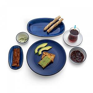 Emsan Beste 32 Par�a Porselen 6 Ki�ilik Derin Mavi Kahvalt� Tak�m�