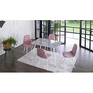 �ST�KBAL Marble Mutfak Masa Seti Beyaz