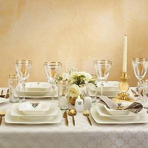 Emsan Fine Bone Fiore Gold 61 Par�a 12 Ki�ilik Yemek Tak�m�