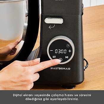 Karaca Mastermaid Chef Ultra D2000W Dijital Ekranl Hamur Yourma Makinesi Matte Black 7L