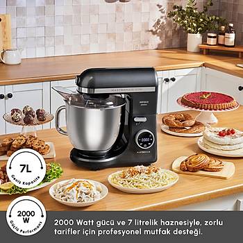 Karaca Mastermaid Chef Ultra D2000W Dijital Ekranl Hamur Yourma Makinesi Matte Black 7L