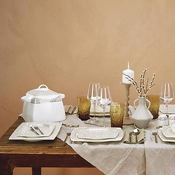 Karaca Fine Bone Zeugma Gold 12 Ki�ilik 60 Par�a Kare Yemek Tak�m�