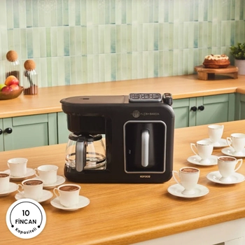 Karaca Hatr Plus Barista 6 in 1 Latte Cappuccino ve Kzde Trk Kahve Makinesi Black Silver