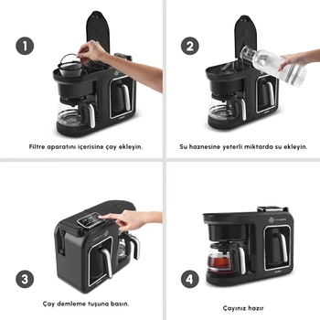 Karaca Hatr Plus Barista 6 in 1 Latte Cappuccino ve Kzde Trk Kahve Makinesi Black Silver