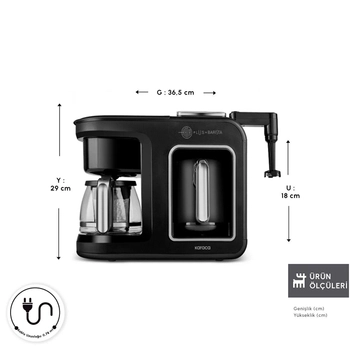 Karaca Hatr Plus Barista 6 in 1 Latte Cappuccino ve Kzde Trk Kahve Makinesi Black Silver