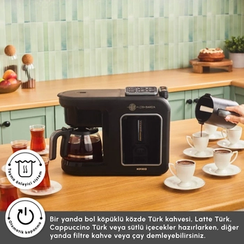 Karaca Hatr Plus Barista 6 in 1 Latte Cappuccino ve Kzde Trk Kahve Makinesi Black Silver