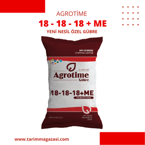 Agrotime 18.18.18 + ME Yeni Nesil Harmanlanmış Özel Npk Gübresi 25 Kg