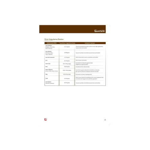 Unifarm Unihumic Ultra (gran�l)  Azotlu Toprak D�zenleyici-20 Kg