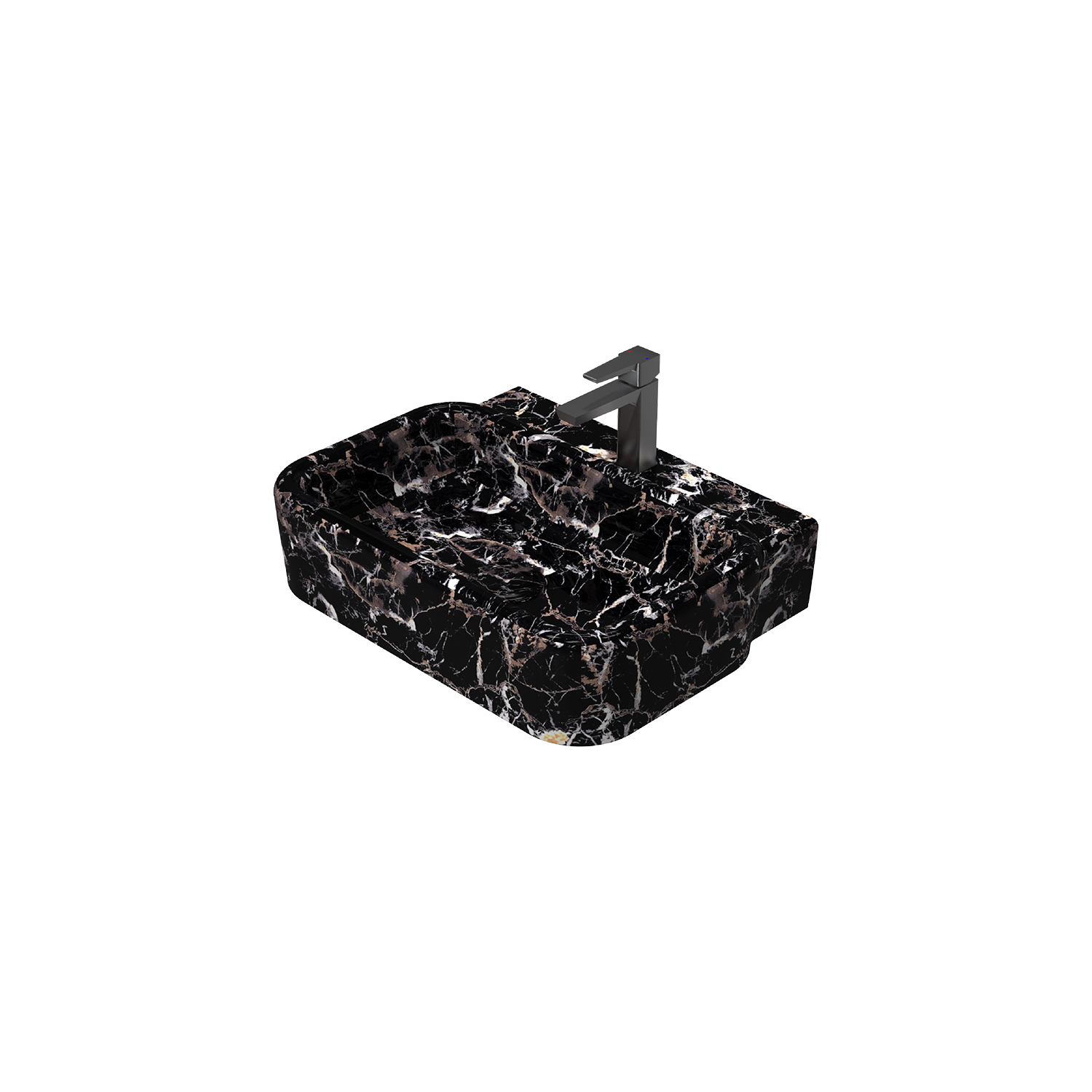 ISVEA Curvo Marmo Black Desenli Lavabo 62 cm 10CR66062-MB