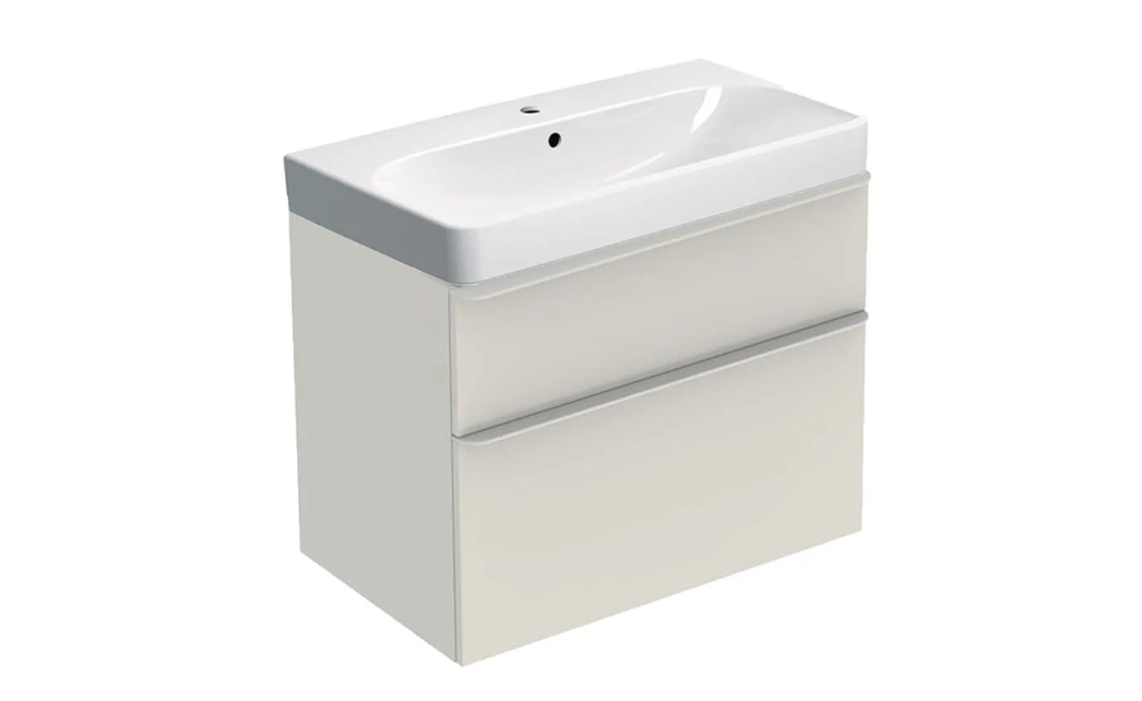 Geberit Smyle lavabo dolabı, çift çekmeceli, 75 cm Kum Grisi 500.353.JL.1